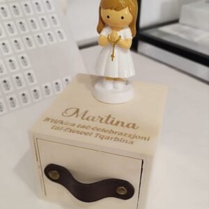 Holy Communion Girl on Wooden Box
