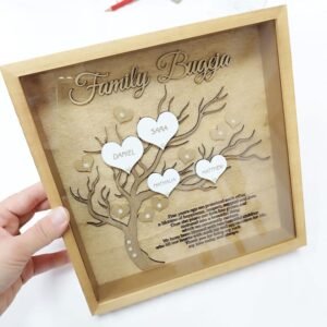 Family Tree - Frame with Glass - 25x25x4cm