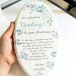 Wooden Panel Oval White with Custom Message