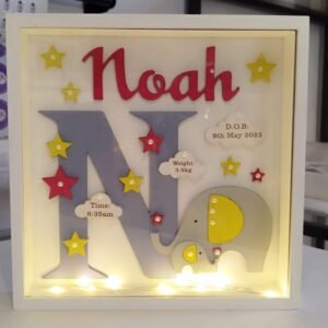 Baby Box Frame with Glass - Elephant Theme