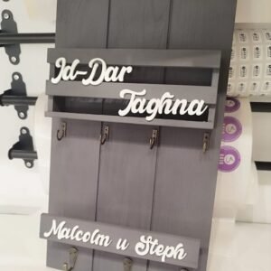 Personalised Key Holder Board with 7 Hangers