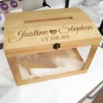 Personalised Wood and Glass Wedding Post Box with lock