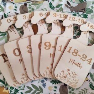 Wooden Baby Closet Dividers - Lot of 7 - Engraved