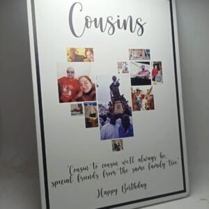 A4 Wooden Plaque Print - Cubic Heart with 10 x Photos