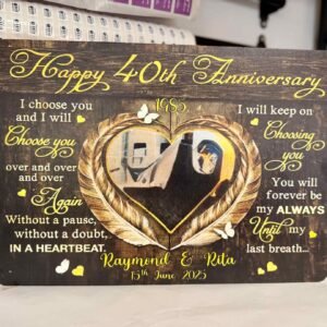 A5 / A4 / A3 Wooden Plaque Print - Coloured Pencils Background + Photos Wooden Plaque Print - Happy Anniversary