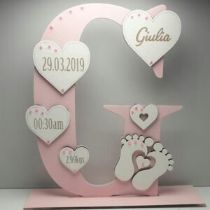 Standing Initial - Footprints & Hearts (Girl)