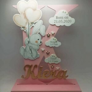 Standing Initial - Rabbit Theme with Baby Info