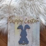 Easter Hanging with Coloured Bunny - 20x20x1cm