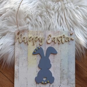 Easter Hanging with Coloured Bunny - 20x20x1cm