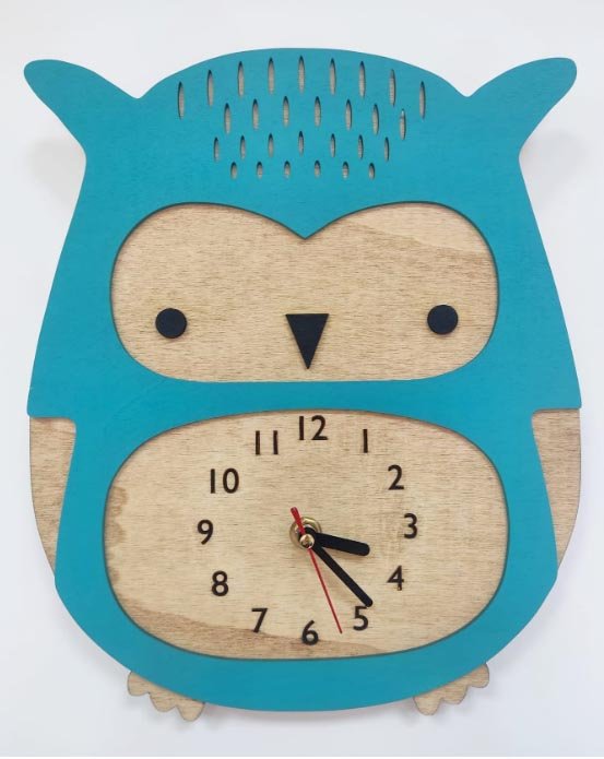 Wooden Owl Clock - Different Colours - Image 2