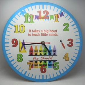 Personalised Printed Clock - Crayons Theme