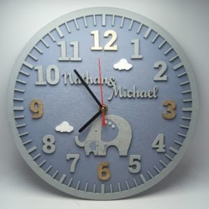Personalised Hand Painted Clock - Elephant Theme