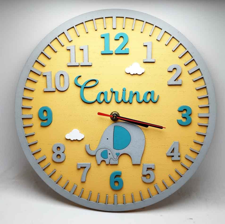 Personalised Hand Painted Clock - Elephant Theme - Image 4