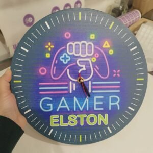 Personalized Wooden Clock - Gamer Theme