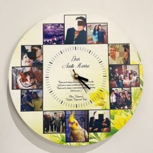 Personalized Wooden Clock - With 8 Photos