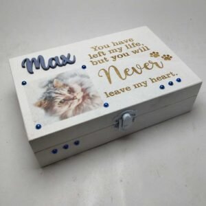 Rectangular Box 18x12x5cm - Cremation Box - White Background with printed photo