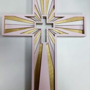 Wooden Cross - Six Layers - Purple Scheme