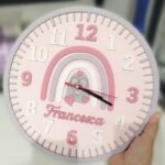 Rainbow Wooden Clock with Name