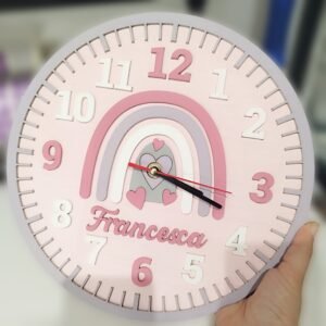 Rainbow Wooden Clock with Name
