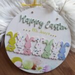 Personalised Easter Wooden Round Sign with names - 29cm