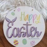 Personalised Easter Wooden Round Sign - 29cm