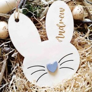 Wooden Personalised Easter Bunny Face (Boy)