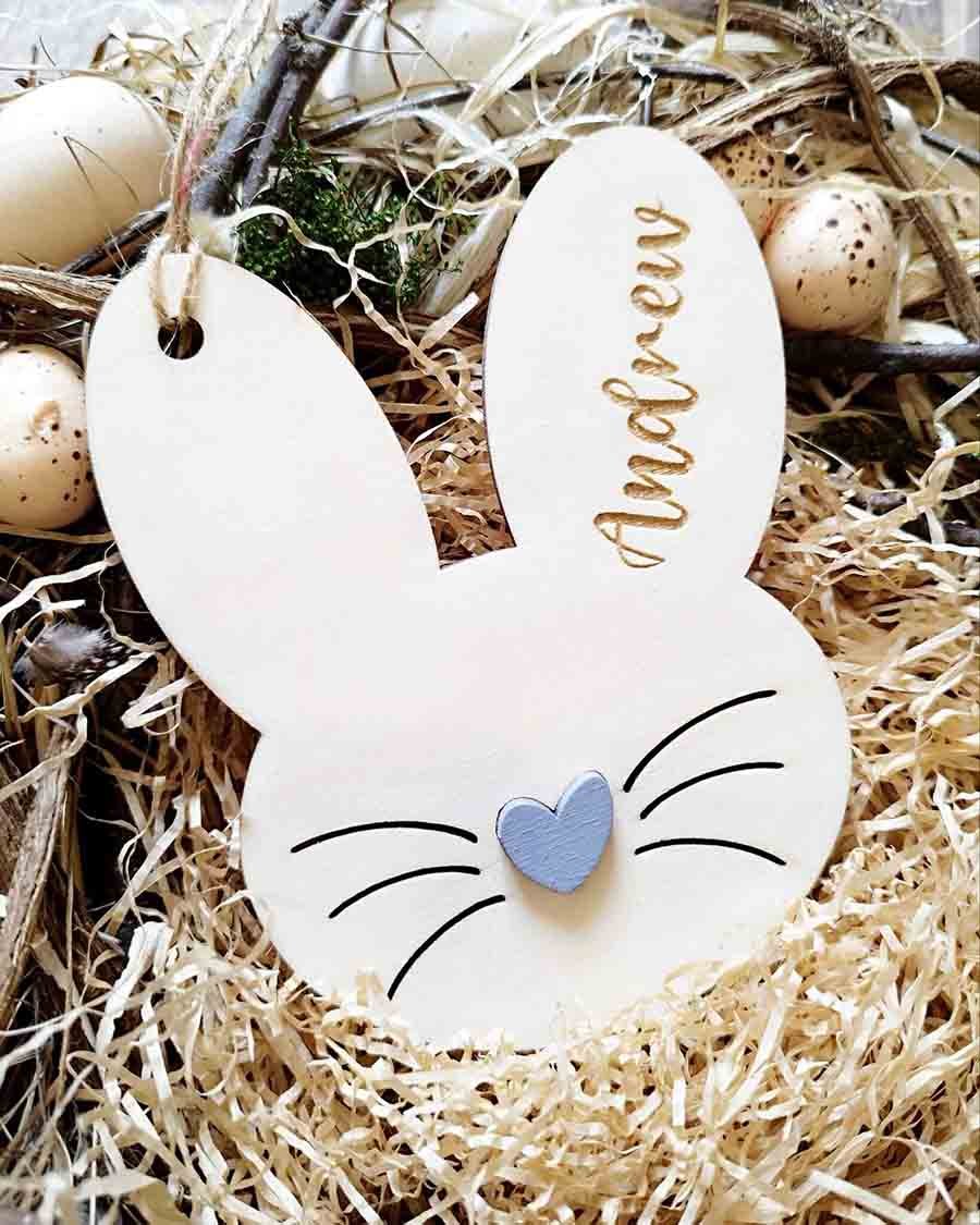 Wooden Personalised Easter Bunny Face (Boy)