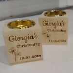 Candlestick Wood Holder - Engraving - Baptism