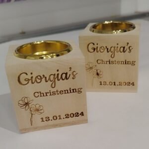 Candlestick Wood Holder - Engraving - Baptism
