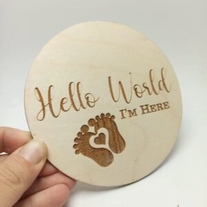 Baby Birth Announcement Card - Hello World - Round