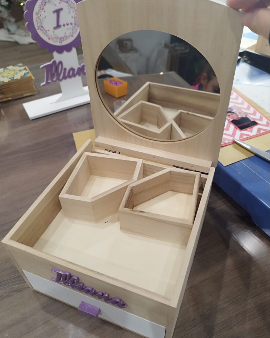 Personalised Jewelry Cabinet with Mirror and Drawer - Image 2