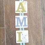 Personalised Wooden Square - With print on Base - 10x10 Letter Name