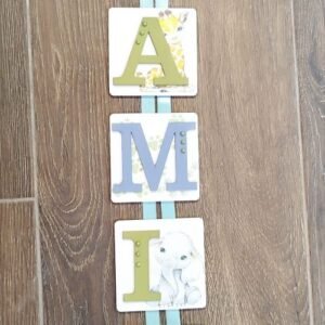 Personalised Wooden Square - With print on Base - 10x10 Letter Name