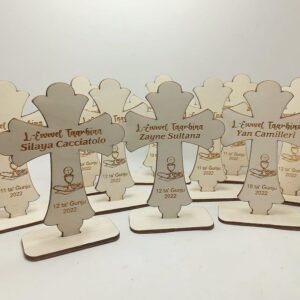 Free Standing Cross - Egraved on Wood - Raw Finish