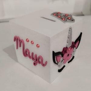 Wooden Moneybox Square - Unicorn  Theme - 8.7cmx8.6cmx8.4cm