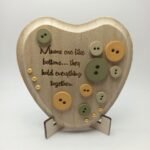 Wooden Panel Heart Shape (With Stand) - Mother Theme - 13x13cm