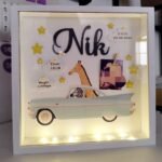Frame with Glass - Baby Box with LED lights - Giraffe Theme
