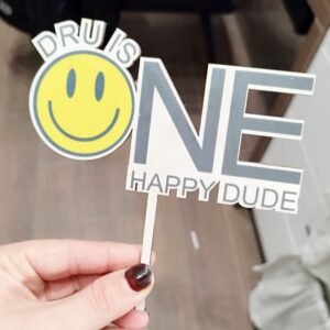 Print on Wood Cake Topper – Happy Dude