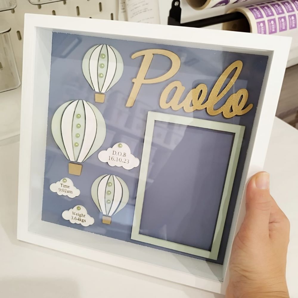 Baby Box Frame with Glass - Air Balloons Theme - Image 3