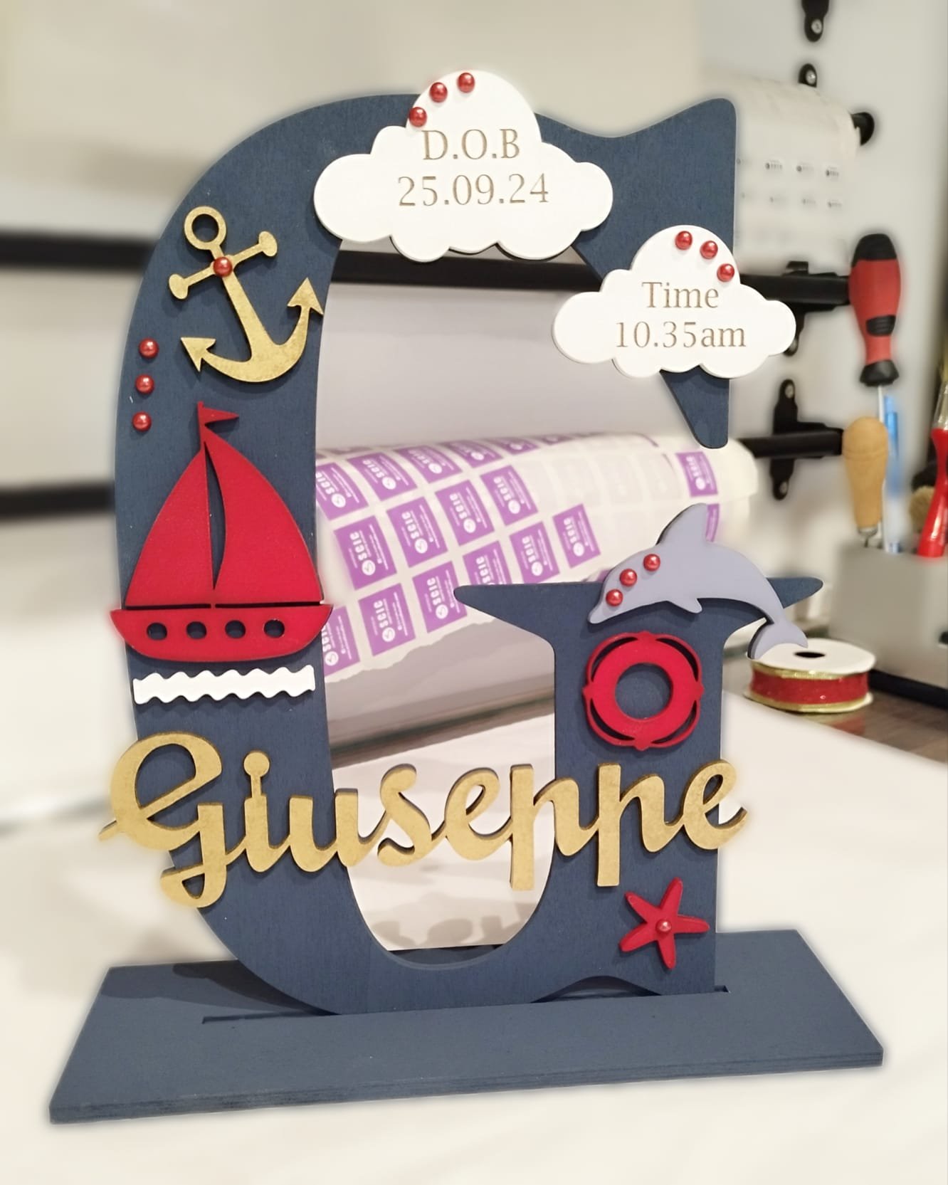 Standing Initial - Sailing Theme with D.O.B