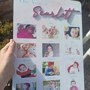 1st Year Baby - A3 Wooden Plaque With Photos