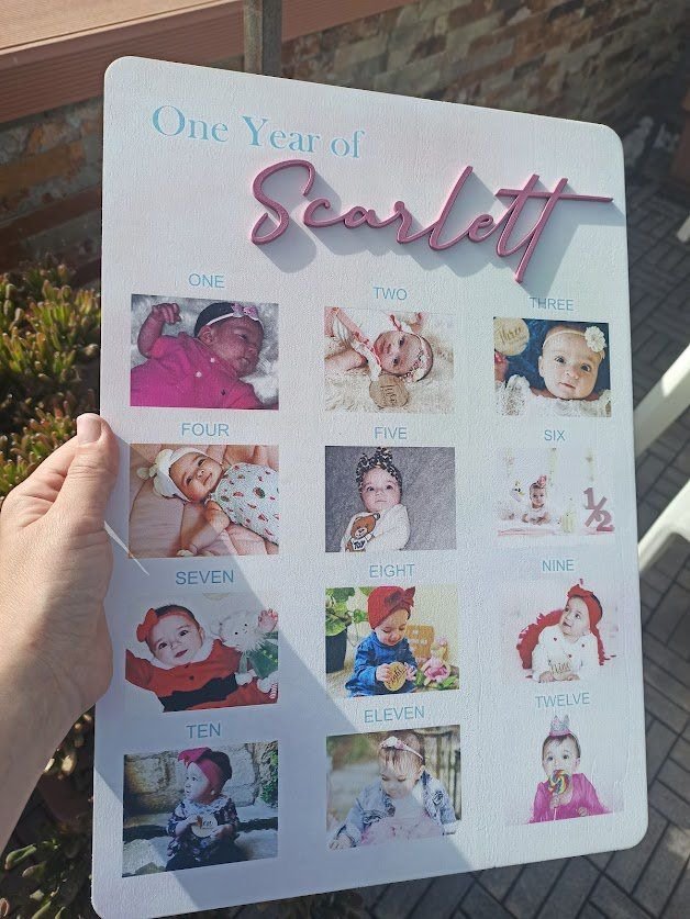 1st Year Baby - A3 Wooden Plaque With Photos