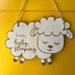 Wooden Sheep Plaque - Shhh... Baby Sleeping