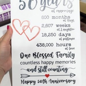Hanging Wooden Plaque - 50 Years Anniversary - (3 sizes available)