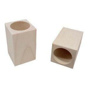 Wooden pencil box square with round opening birchwood 5,9cmx5,9cmx9,6cm