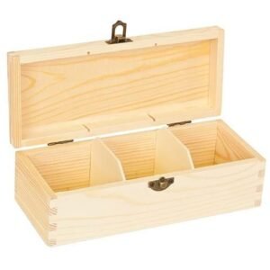 Wooden tea box 3-compartments