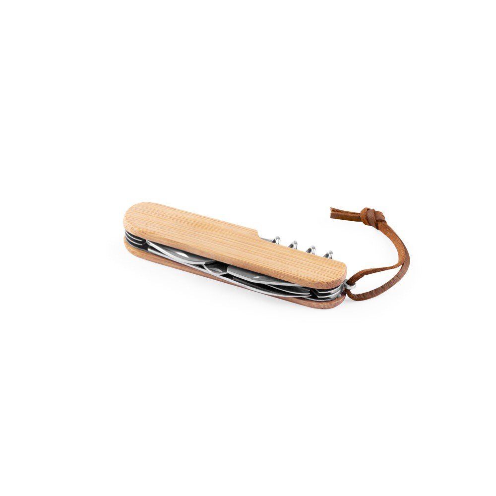 RYKER. Multifunctional bamboo and stainless steel pocket knife with PU handle - Image 2