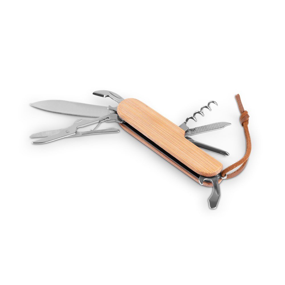RYKER. Multifunctional bamboo and stainless steel pocket knife with PU handle - Image 4