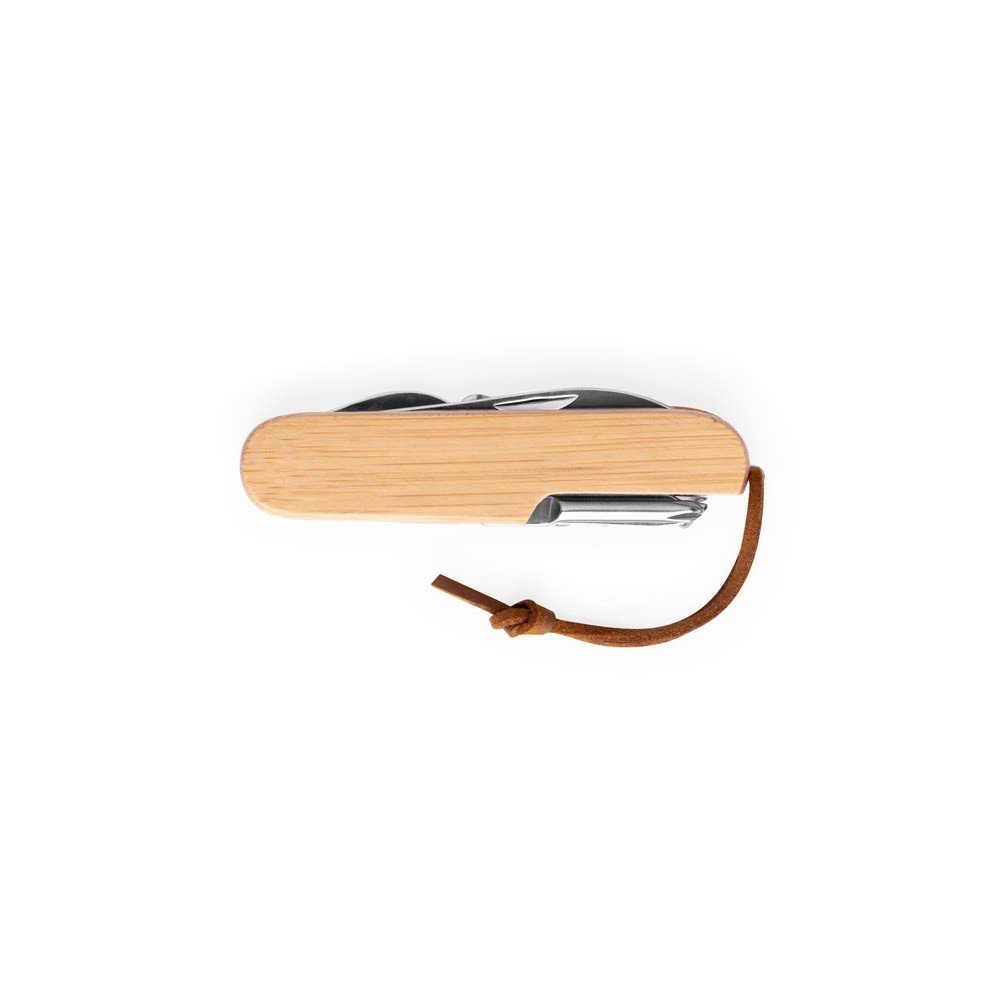 RYKER. Multifunctional bamboo and stainless steel pocket knife with PU handle - Image 5