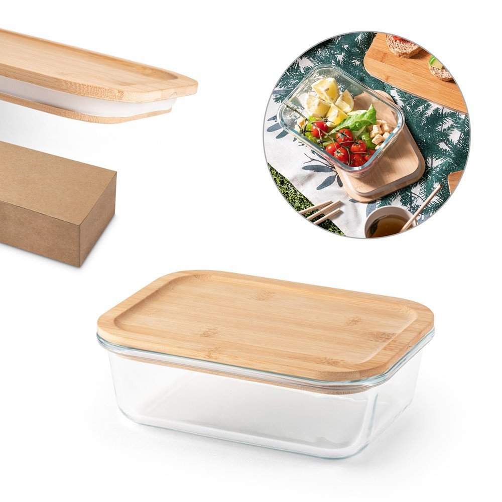PORTOBELLO. Lunch Box. Hermetic box in borosilicate glass and bamboo lid 1000 mL - Image 2